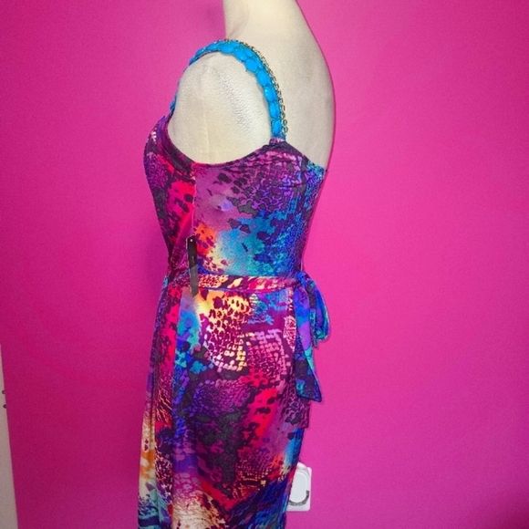 Bisou Bisou Y2K Beaded Shoulder Multicolor Cocktail Dress (NWT!!!) - Picture 4 of 9